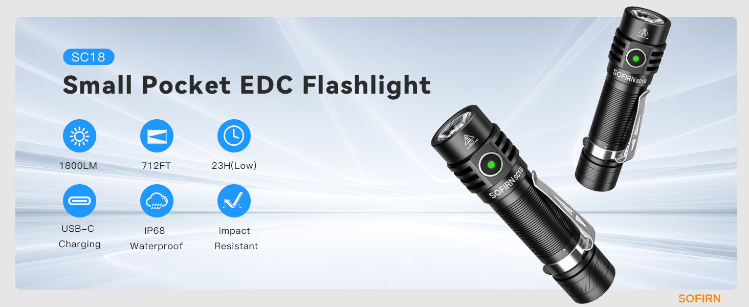 Amazon.com: sofirn SC18 Rechargeable Flashlight 1800 High Lumens